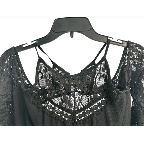 L’Atiste By Amy Black Little Dress Laced Crochet Flared Whimsigoth Women Medium - Picture 3 of 11